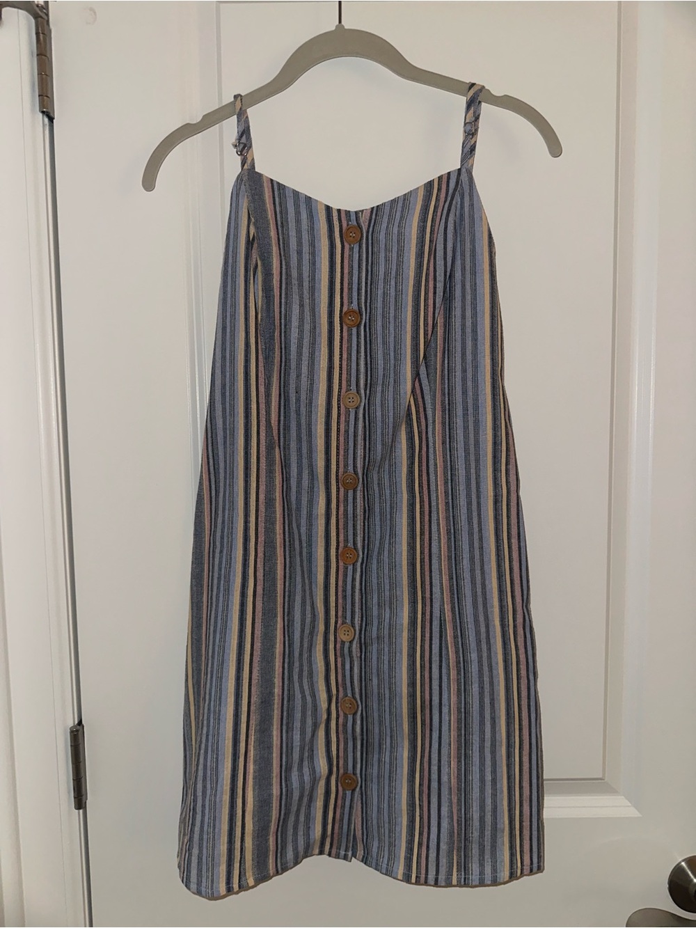 Doe & Rae Blue Striped Button-Front Sundress